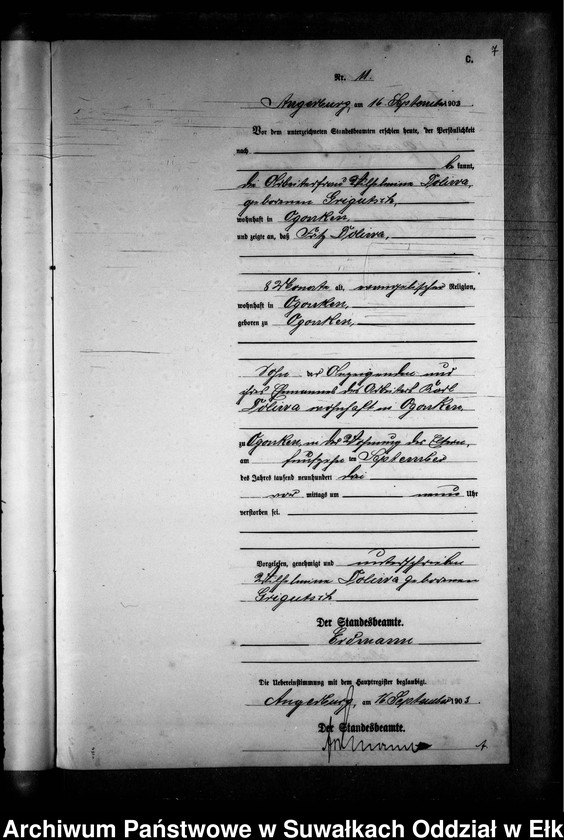 image.from.unit.number "Sterbe-Neben-Register des Preussischen Standes-Amtes Gross Strengeln Kreis Angerburg"