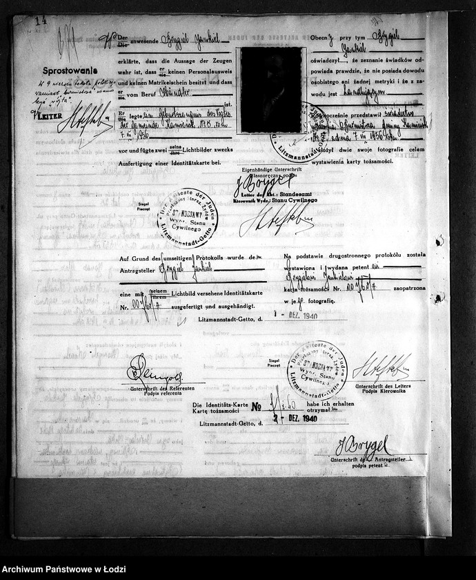 Obraz 17 z jednostki "[Protokoły stwierdzające na podstawie zeznań 2 świadków personalia i tożsamość osób ubiegających się o kartę tożsamości]"