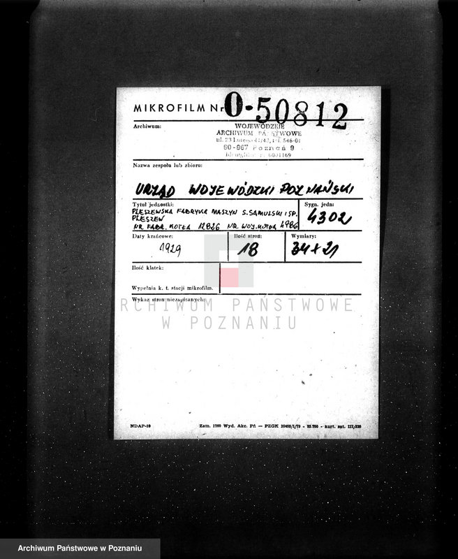 Obraz 2 z jednostki "Pleszewska Fabryka Maszyn S. Samulski i Spółka Pleszew nr fabr. kotła 12826 nr woj. kotła 4986"