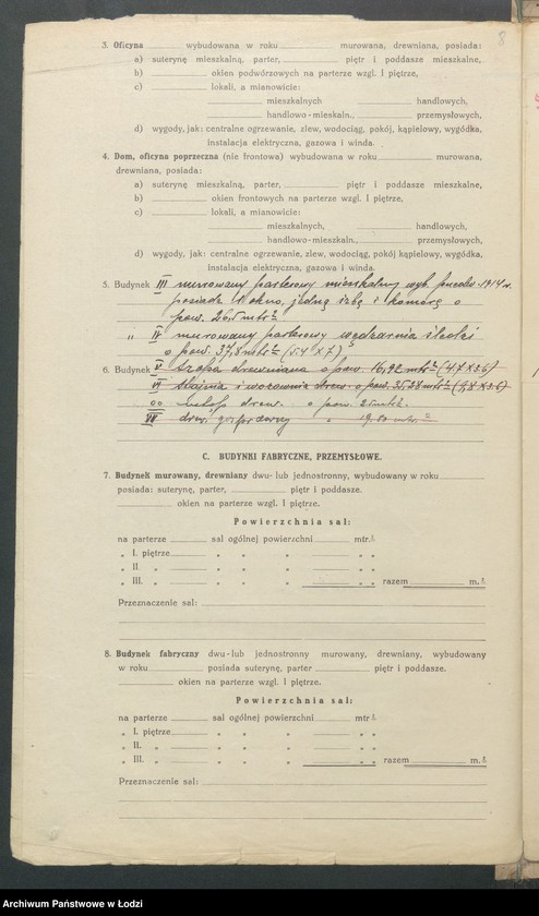 Obraz 10 z jednostki "Księga inwentarzowa nieruchomości m. Łodzi ul. Wieńcowa"