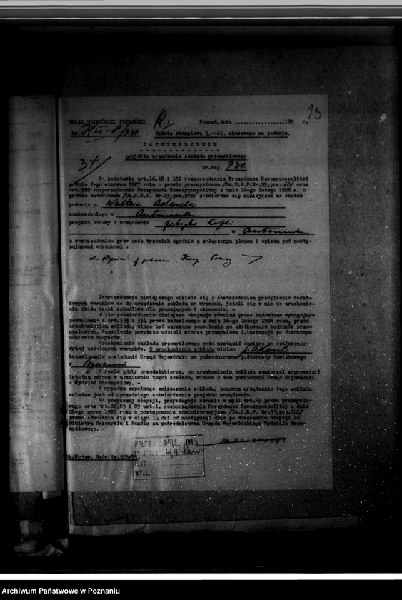 Obraz 18 z jednostki "Zatwierdzenie zakładu przemysłowego /wytwórni kafli/ w. Adascha w Antoninku powiat poznański"