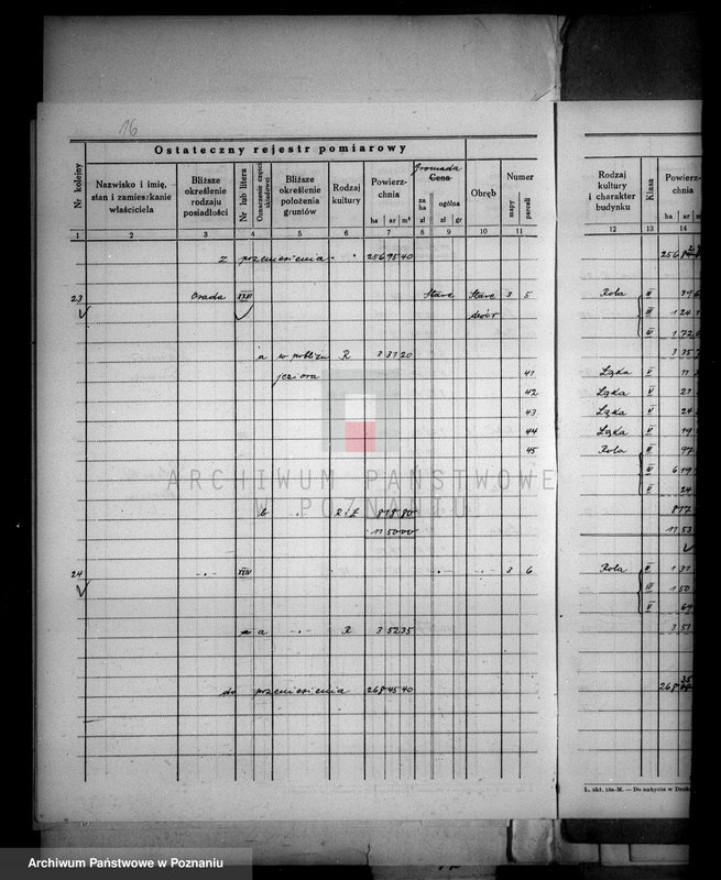 Obraz 20 z jednostki "Ostateczny rejestr pomiarowy majątku Stare powiatu wyrzyskiego"