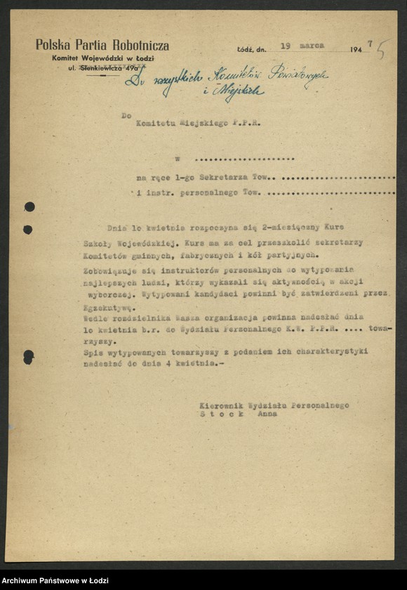 Obraz 6 z jednostki "[Pisma okólne, zawiadomienia Wydziału]"