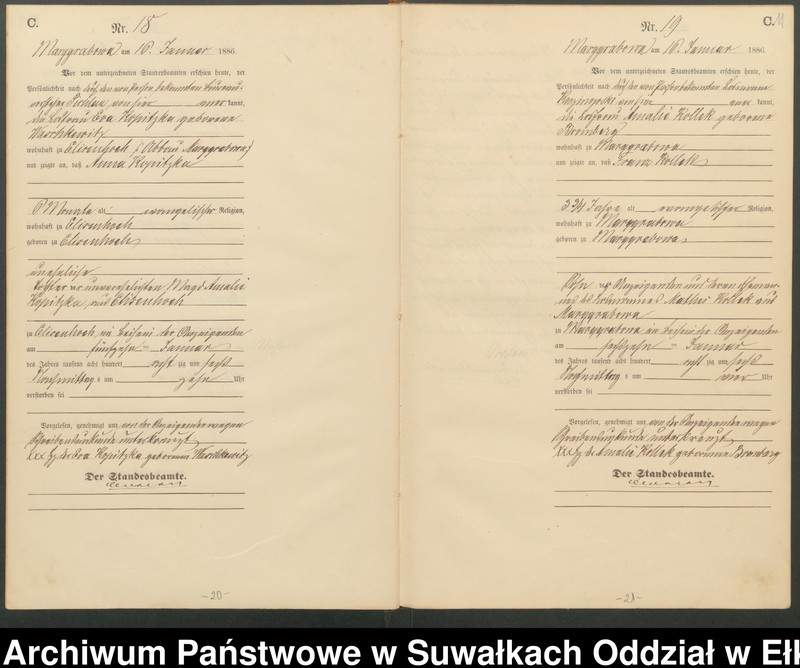 image.from.unit.number "Sterbe-Haupt-Register des Königlichen Preussischen Standes-Amtes Stadtgemeinde Marggrabowa Kreis Oletzko"