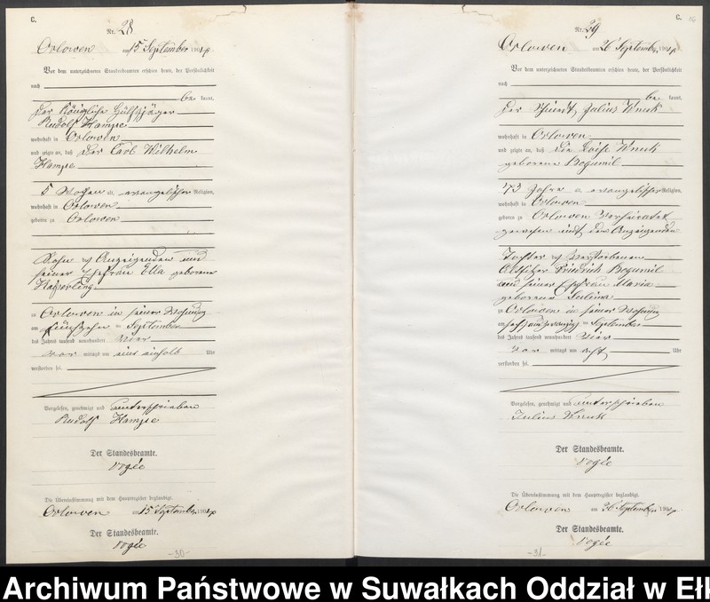image.from.unit.number "Sterbe-Neben-Register des Preussischen Standes-Amtes Orlowen Kreis Lötzen"