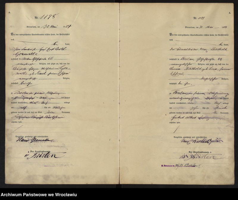 image.from.unit.number "Geburts-Haupt-Register Breslau II 1904 Band 4"