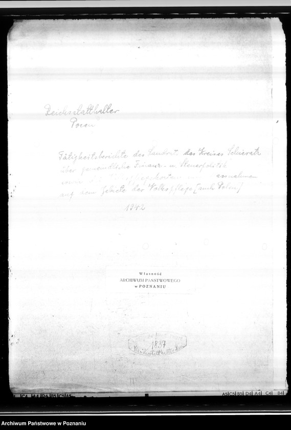 Obraz 4 z jednostki "Tätigkeitsberichte des Landrats des Kreises Schieratz über gemeindliche Finanz- und Steuerpolitik, sowie die Volkspflegekosten und Massnahmen auf dem Gebiete der Volkspflege"