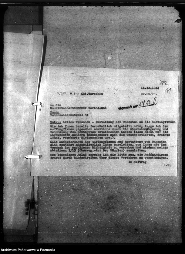 Obraz 15 z jednostki "Aktion Warschau. Unkosten und Erlös"