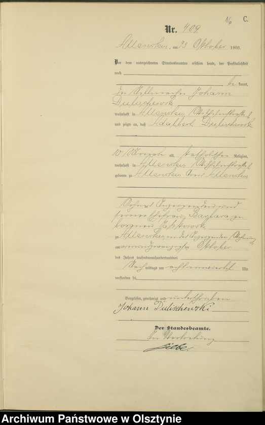 image.from.unit.number "Sterbe-Haupt-Register Tom II,Nr 396 - 488"