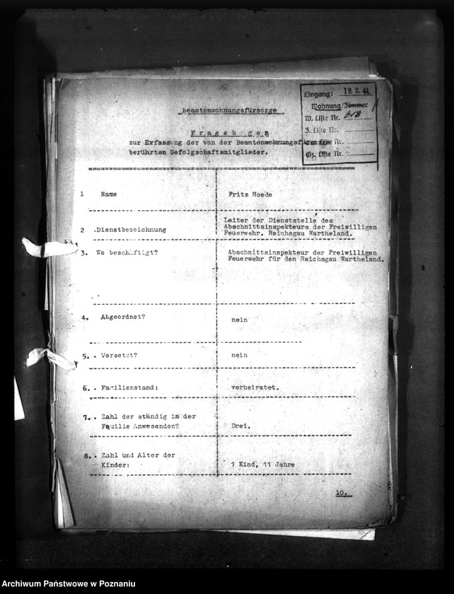 Obraz 6 z jednostki "Wohnungszuweisungen für Deutsche. Verdrängung der Polen."