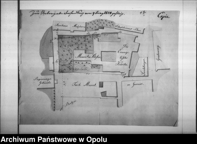 image.from.unit.number "Acta des Magistrats zu Oppeln betreffend die Ueberlassung des ehemaligen Minoritten Gebäudes, an die hiesige evangelische Gemeine zu Kirch- und Schul-Zwecken"