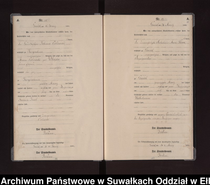 image.from.unit.number "Geburts-Neben-Register des Königlich Preussischen Standes-Amtes Gneist Kreis Loetzen"