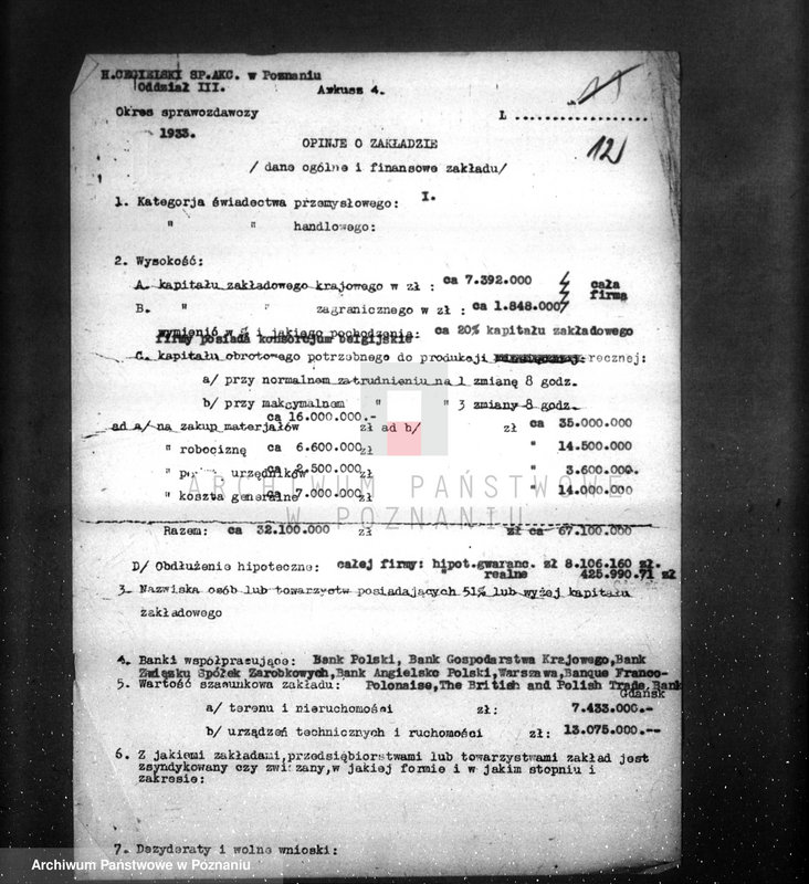 Obraz 16 z jednostki "/Fabryka H. Cegielski w Poznaniu dane dot. organizacji i produkcji /"