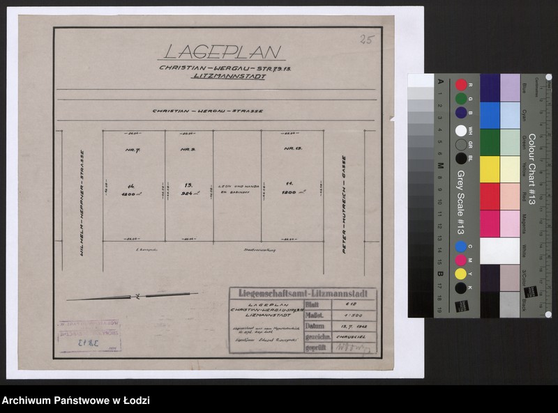 Obraz 1 z jednostki "Lageplan Christian Wergau Strasse 7, 9, 13 Litzmannstadt"