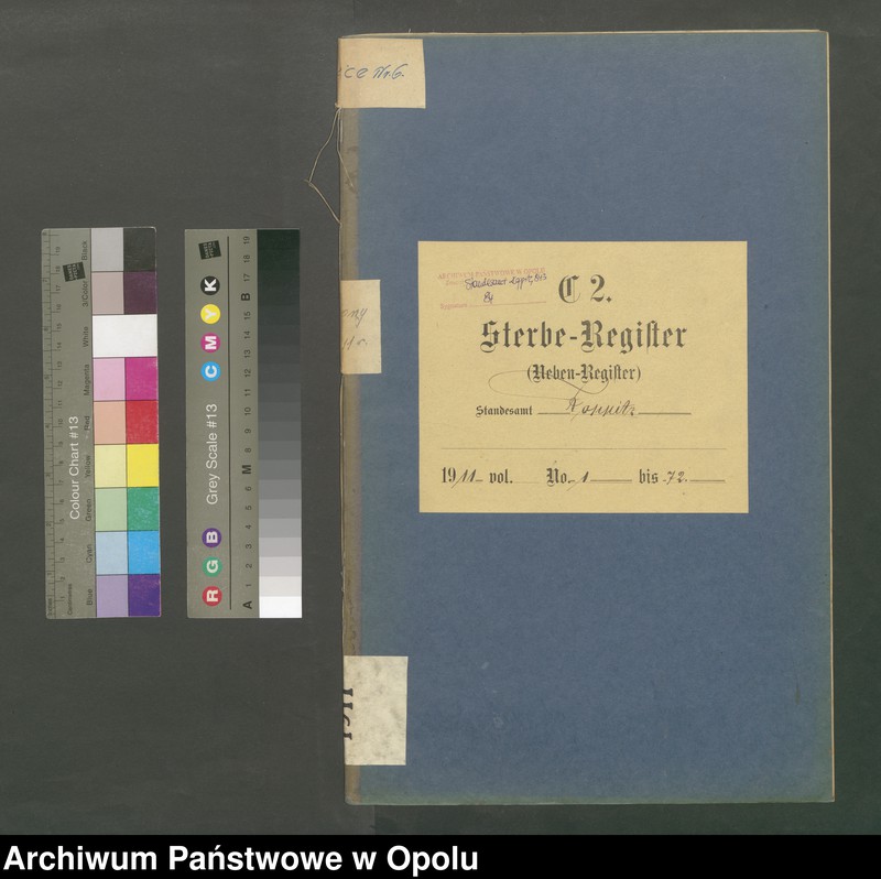 Obraz 2 z jednostki "Sterbe-Register (Neben-Register) Standesamt Koppitz 1911 No. 1 bis 72"