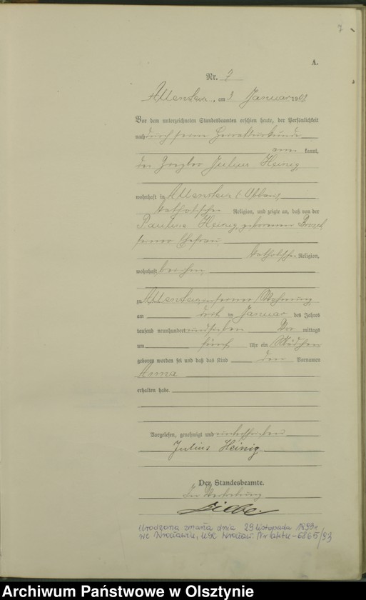 image.from.unit.number "Geburts-Haupt-Register Tom I, Nr 1-399"