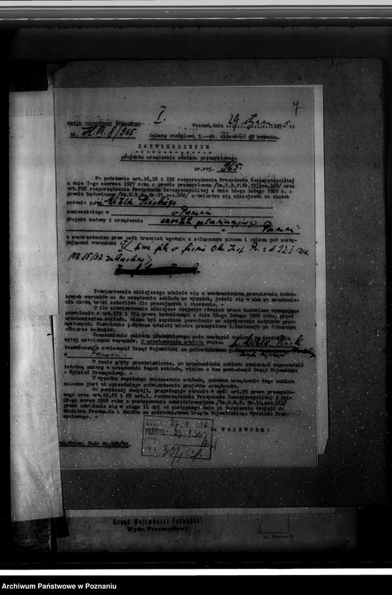 Obraz 10 z jednostki "Zatwierdzenie zakładu przemysłowego /warsztatu galwanizacyjnego/ W. Pińskiego w Poznaniu"