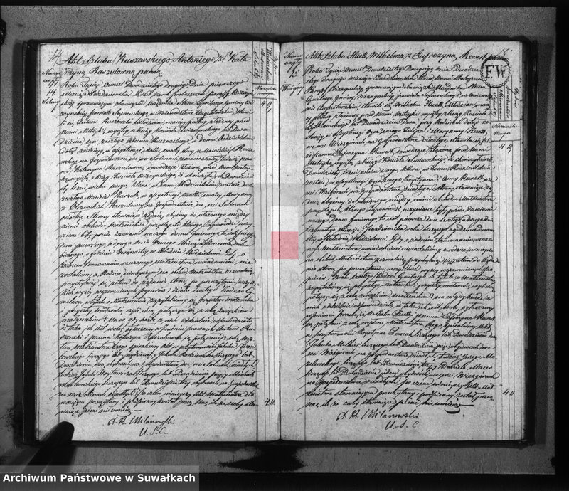 image.from.unit.number "Akta zaślubionych gminy wiżańskiey obwodu seyneńskiego, województwa augustowskiego od dnia 1-go miesiąca stycznia do dnia ostatniego miesiąca grudnia 1822 roku"