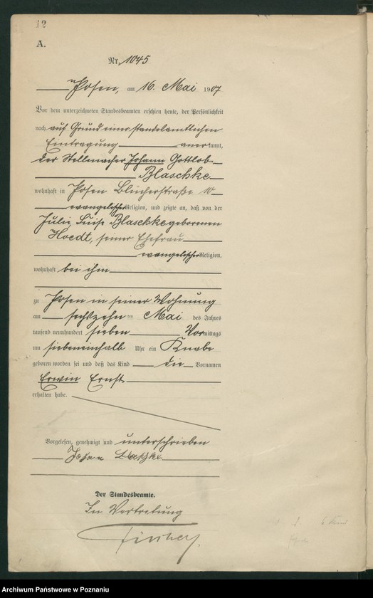 Obraz 14 z jednostki "Księga miejscowa urodzeń tom III [Rejestr główny urodzeń]"