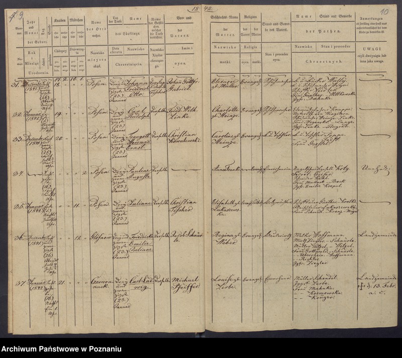 Obraz 8 z jednostki "[Akta urodzeń i chrztów, zgonów i pogrzebów, zapowiedzi i ślubów]"