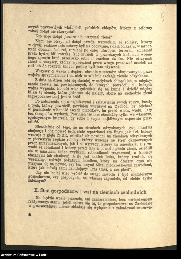 Obraz 6 z jednostki ""Życie Gospodarcze" (dwutygodnik - numer specjalny poświęcony gospodarstwu Ziem Odzyskanych), "Prawda o Ziemiach Zachodnich" -Mirosław Bezłuda"