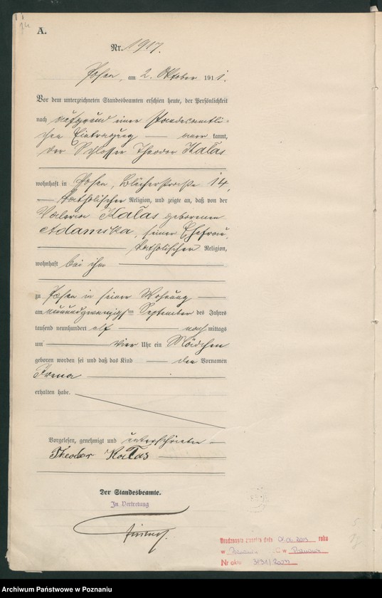 Obraz 15 z jednostki "Księga miejscowa urodzeń tom V-VI [Rejestr główny urodzeń]"