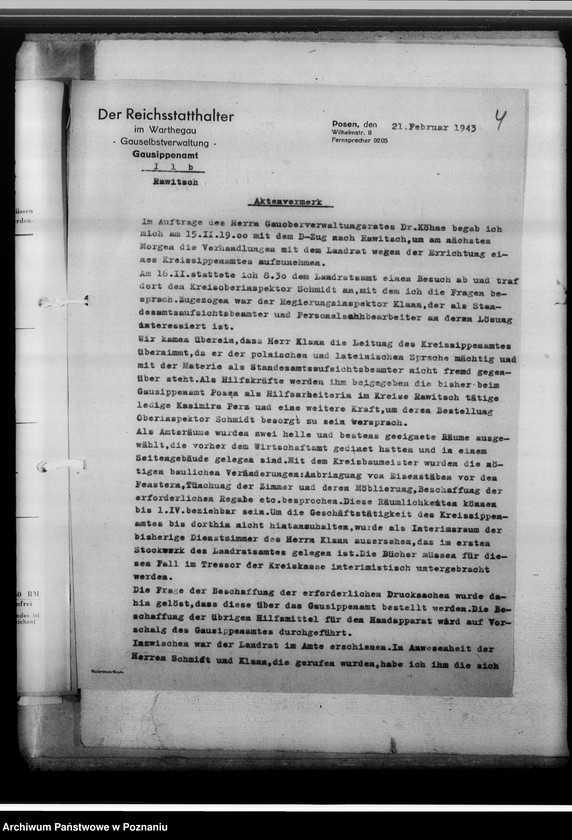 Obraz 8 z jednostki "[Korespondencja w sprawach organizacyjnych, sprawozdania z działalności], Kreissippenamt Rawitsch [Rawicz]"