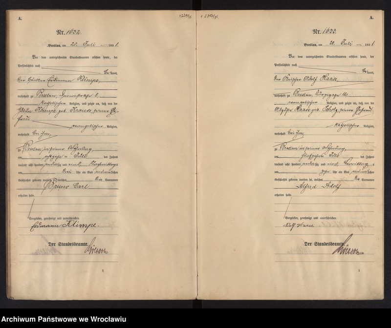 image.from.unit.number "Geburts-Neben-Register Breslau I 1891 Band 5"