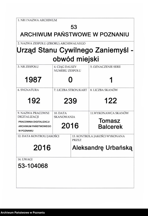 Obraz 1 z jednostki "Geburts-Neben-Register"