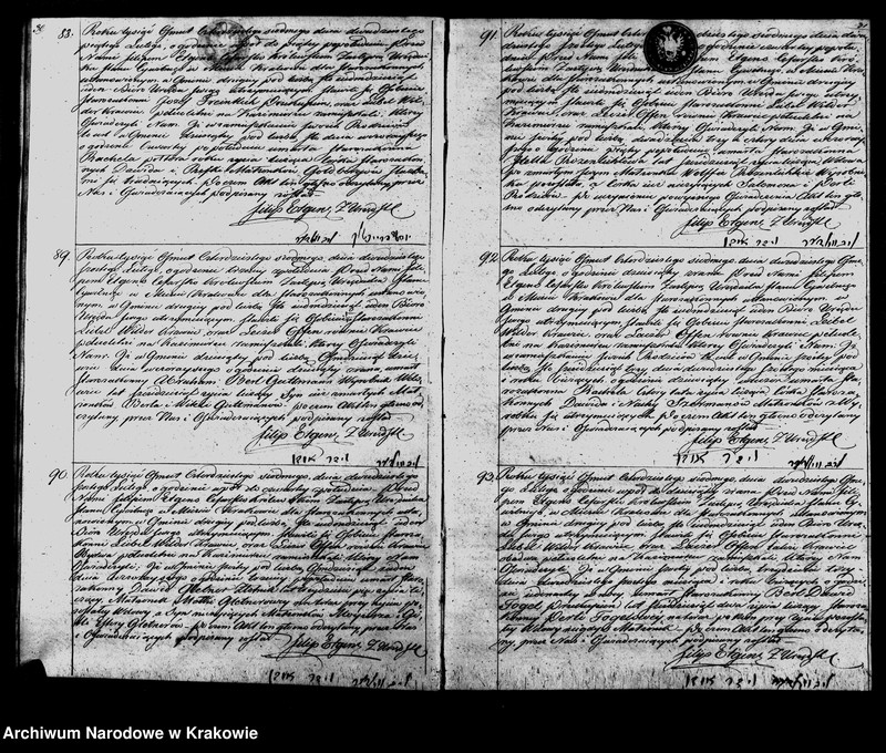 image.from.unit.number "Aktów Stanu Cywilnego Wpisy Zeyścia Osób Wyznania Moyżeszowego w Mieście Krakowie zmarłych obeymuiąca księga Isza na Rok 1847"