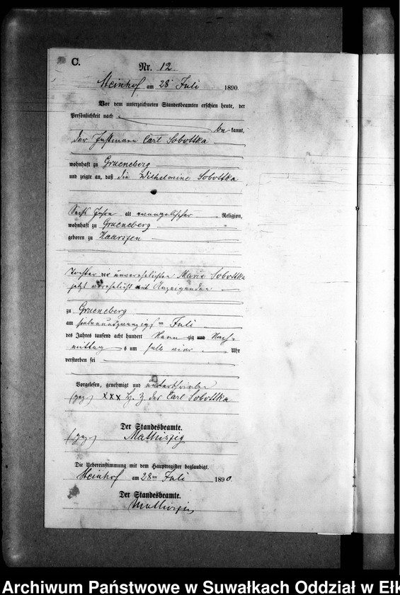 image.from.unit.number "Sterbe-Neben-Register des Preussischen Standes-Amtes Gr. Strengeln Kreis Angerburg"