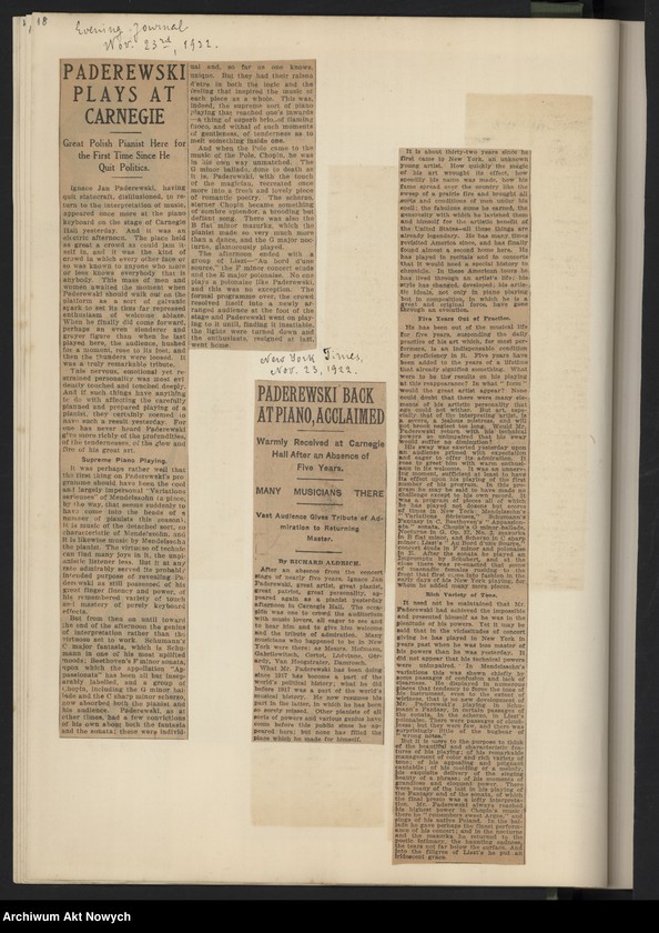 image.from.unit.number "Wycinki prasowe dotyczące tournée i koncertów w Stanach Zjednoczonych, Francji i Anglii oraz działalności politycznej i biografii"