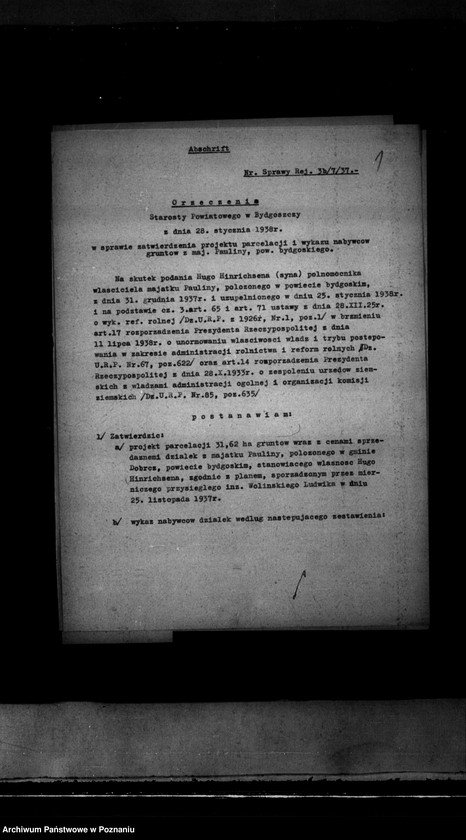 Obraz 5 z jednostki "Parcelacja prywatna części majątku Pauliny powiatu bydgoskiego"