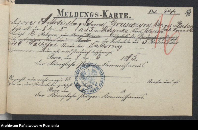 Obraz 20 z jednostki "Die von den Verlobten beigebrachten Urkunden zur Eheschliessung pro 1895"