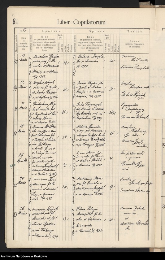 Obraz 8 z jednostki "[Księga małżeństw z lat 1900-1912]"
