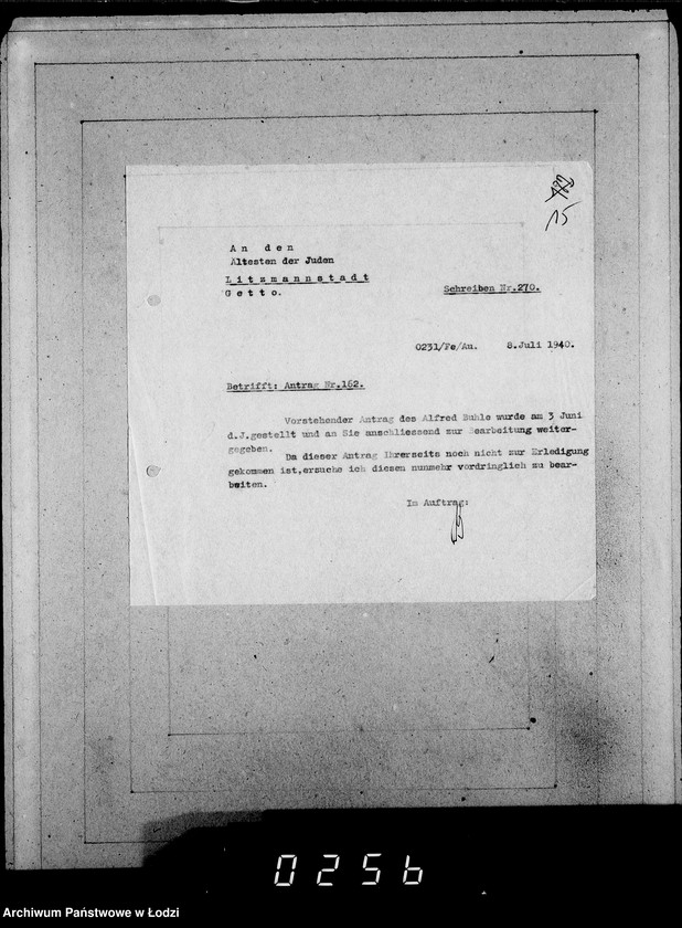 Obraz 19 z jednostki "161-195 [Wnioski ludności nieżydowskiej wysiedlonej z Getta o zwrot rzeczy pozostawionych w dawnym miejscu zamieszkania]"