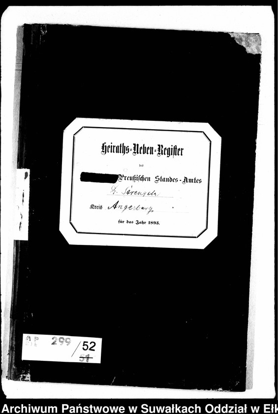 image.from.unit.number "Heiraths-Neben-Register des Preussischen Standes-Amtes Gr. Strengeln Kreis Angerburg"