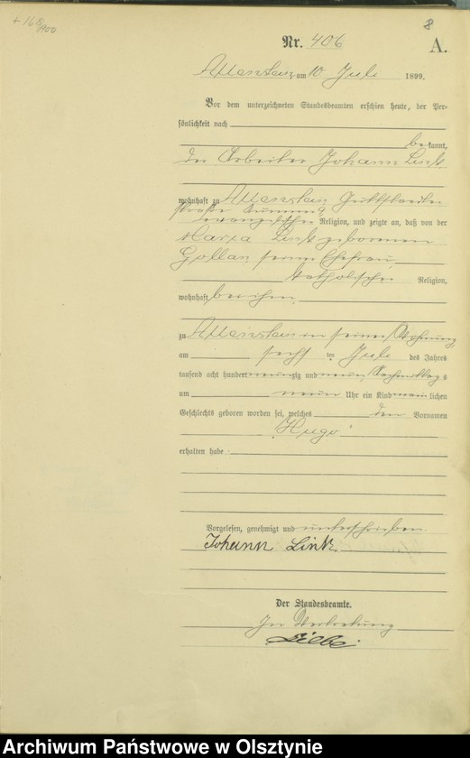 image.from.unit.number "Geburts-Haupt-Register Tom II,Nr 400 - 792"