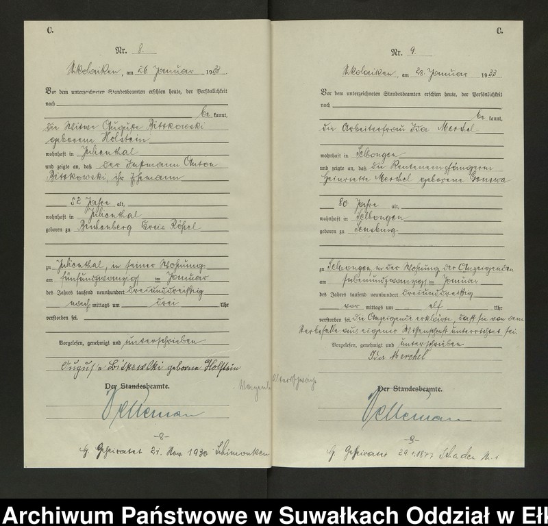 Obraz 7 z jednostki "Sterbe=Haupt=Register des Königlichen Preussischen Standes-Amtes Nikolaiken Kreis Sensburg"