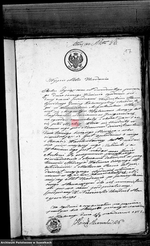 image.from.unit.number "Dowody służące do Akt Ślubnych Parafii Berzniki z roku 1855"