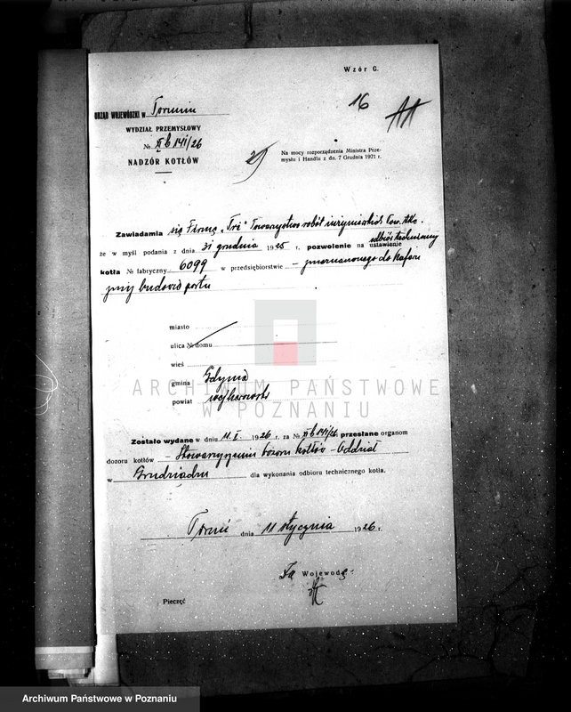 Obraz 20 z jednostki "Młyn parowy T. Gajewski w Prusach pow. jarociński nr woj. kotła 6323"