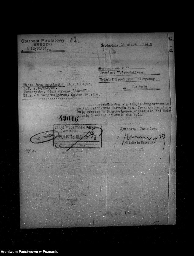 Obraz 16 z jednostki "/Towarzystwo Gimnastyczne Sokół w Targowej Górce powiat Środa - rejestracja/"