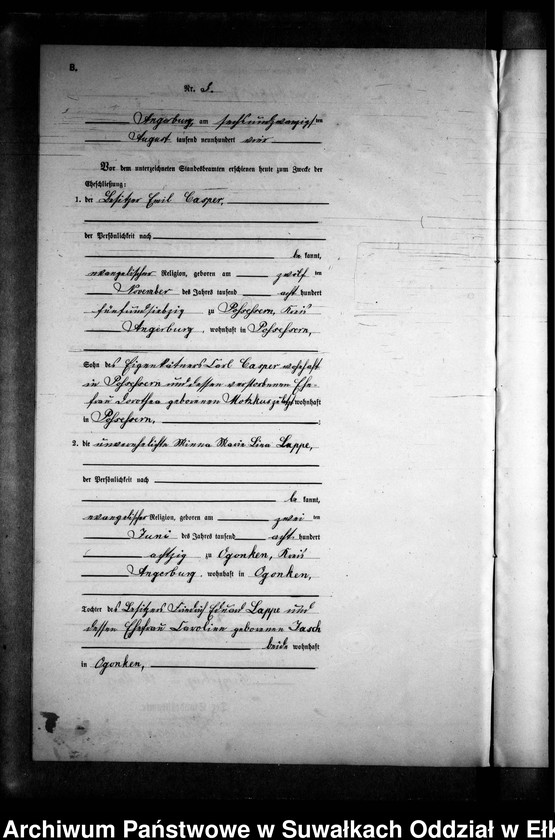 image.from.unit.number "Heirats-Neben-Register des Preussischen Standes-Amtes Gross Strengeln Kreis Angerburg"