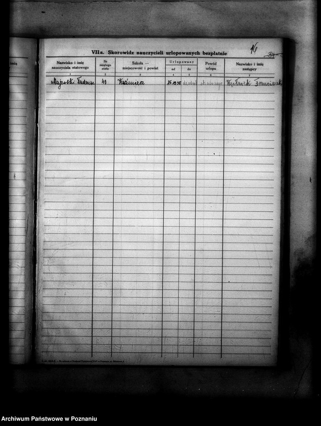 Obraz 20 z jednostki "Księga ewidencyjna szkół i etatów w powiecie szamotulskim"