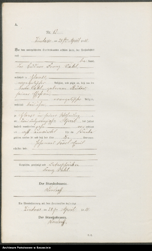Obraz 15 z jednostki "Geburtsregister"