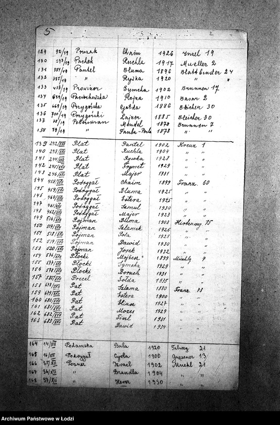 Obraz 7 z jednostki "[Wykazy imienne Żydów wysiedlonych z getta łódzkiego]"