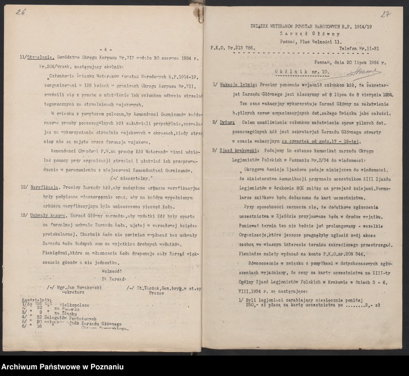 Obraz 18 z jednostki "Okólniki Zarządu Głównego Związku Weteranów Powstań Narodowych Rzeczypospolitej Polski."