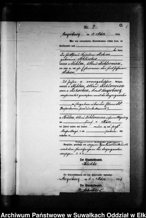 image.from.unit.number "Sterbe-Neben-Register des Preussischen Standes-Amtes Kehlen Kreis Angerburg"