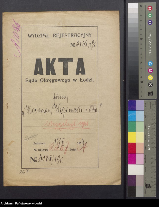 Obraz 2 z jednostki "Samuel Hochman, Samuel Węgrowski i S-ka- prowadzenie fabryki i sprzedaż towarów manufakturowych"