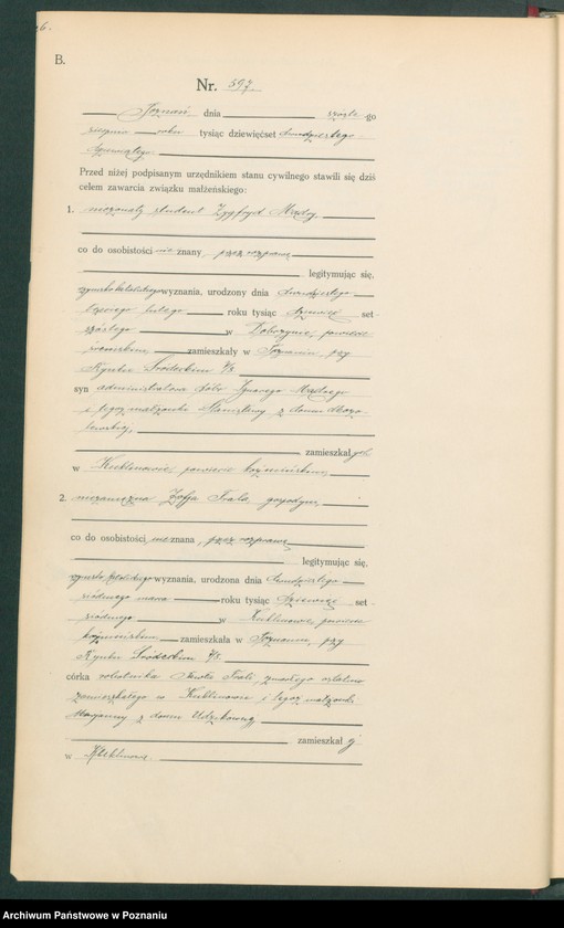 Obraz 8 z jednostki "Księga miejscowa małżeństw tom III [Rejestr główny małżeństw]"